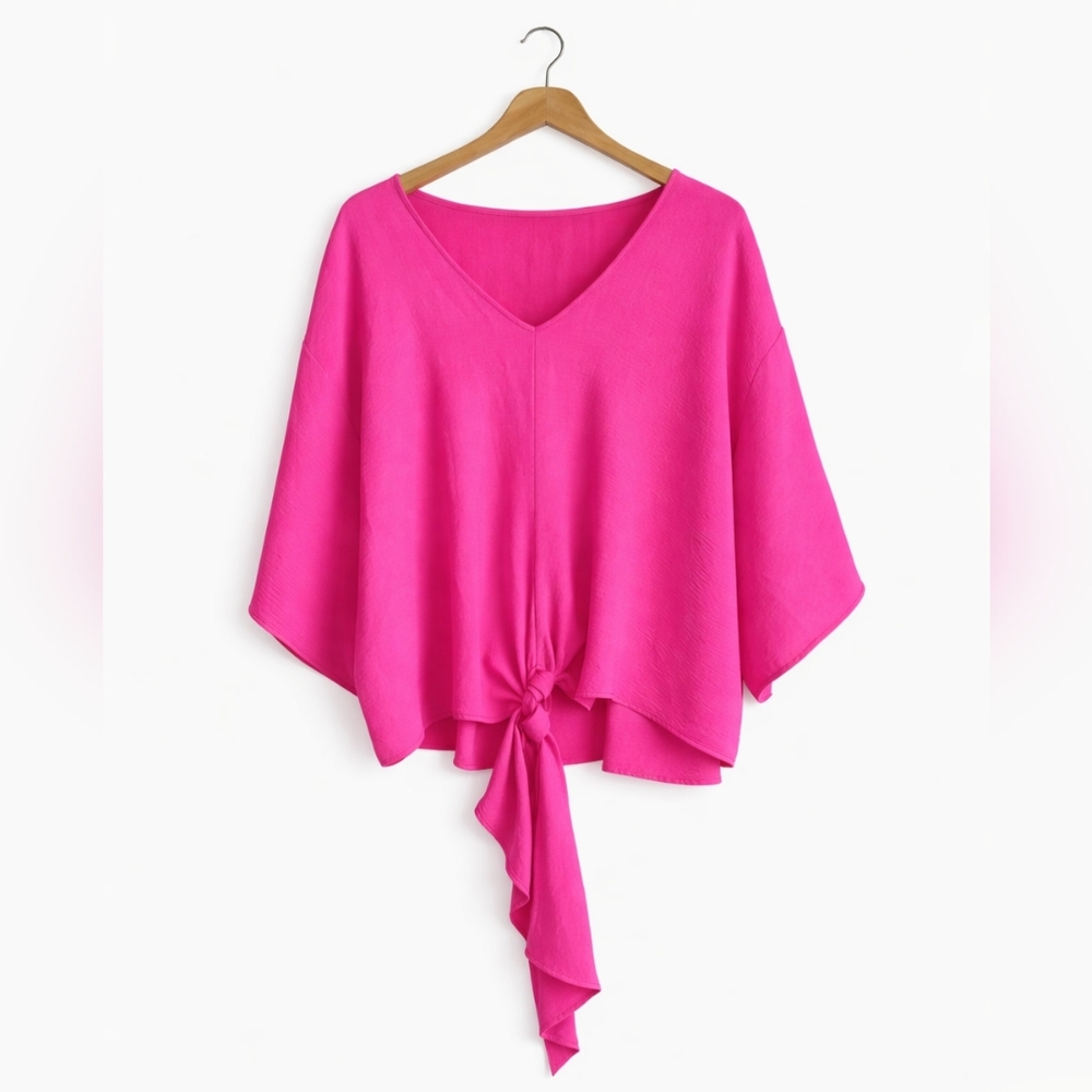 JODIFL Pink Oversized Knot Front Top